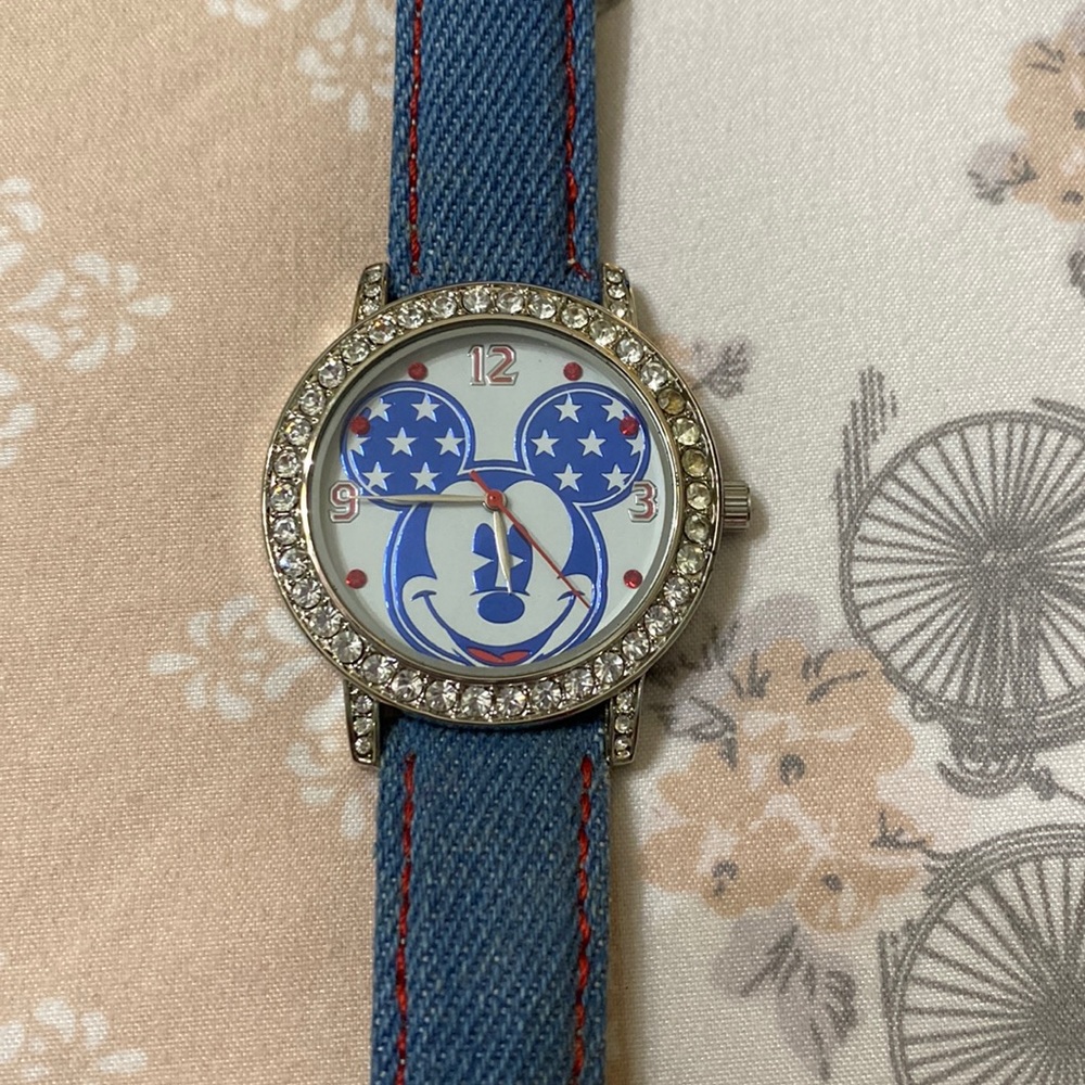 Disney denim Mickey Mouse watch.